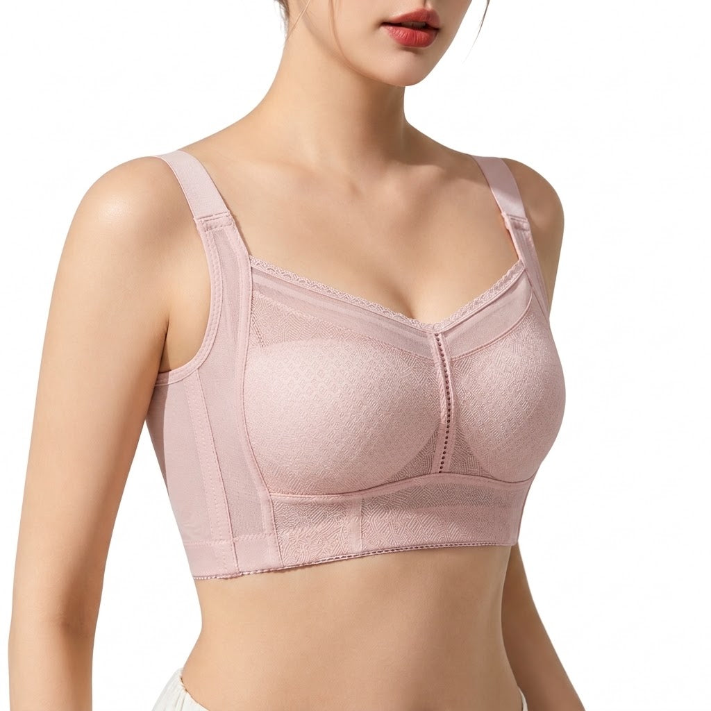 MYLA Ultra-Thin Minimizer Plus Size Wireless Bra | Adjustable Full Cup Bra | 5-Hook | B/C/D/E/F Cup | Breathable Back Underwear | CB261010A411