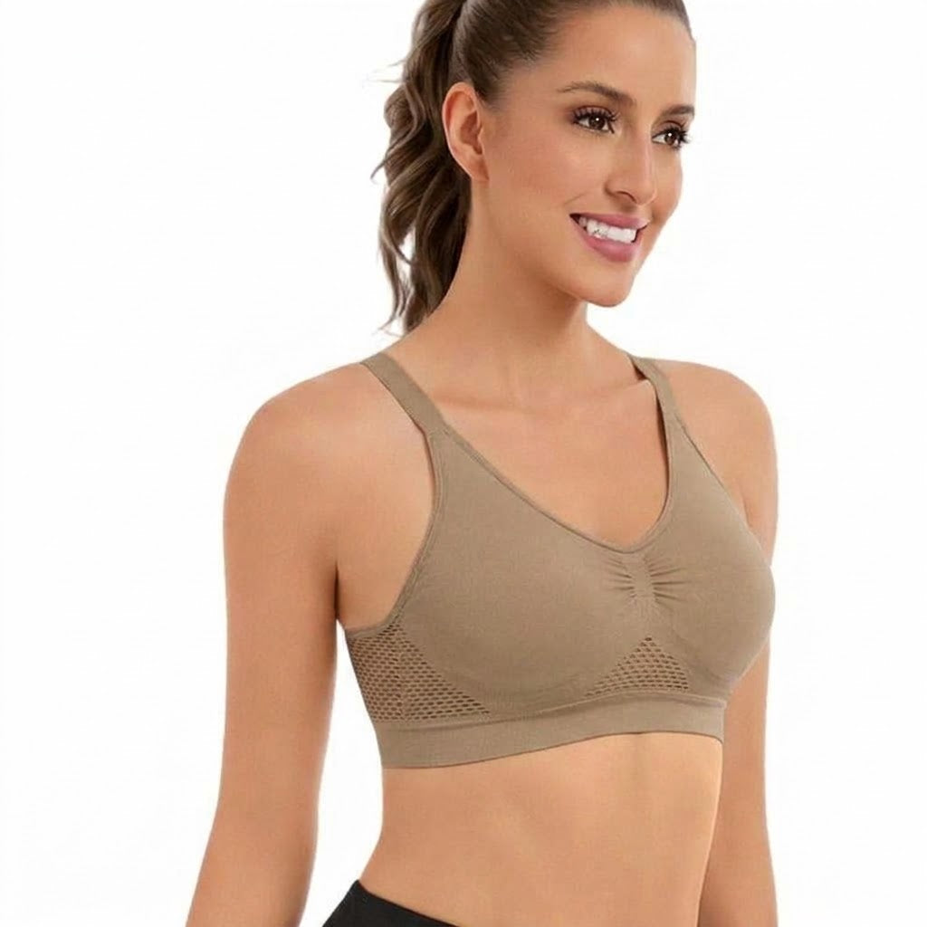 VELA Seamless Hollow Mesh Adjustable Breathable Bra | Plus Size Wireless Thin Vest Bra | Lightweight Comfort | CT261006A408