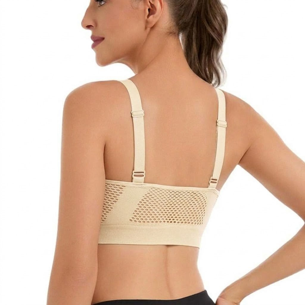 VELA Seamless Hollow Mesh Adjustable Breathable Bra | Plus Size Wireless Thin Vest Bra | Lightweight Comfort | CT261006A408
