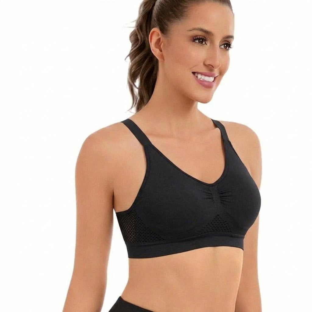 VELA Seamless Hollow Mesh Adjustable Breathable Bra | Plus Size Wireless Thin Vest Bra | Lightweight Comfort | CT261006A408