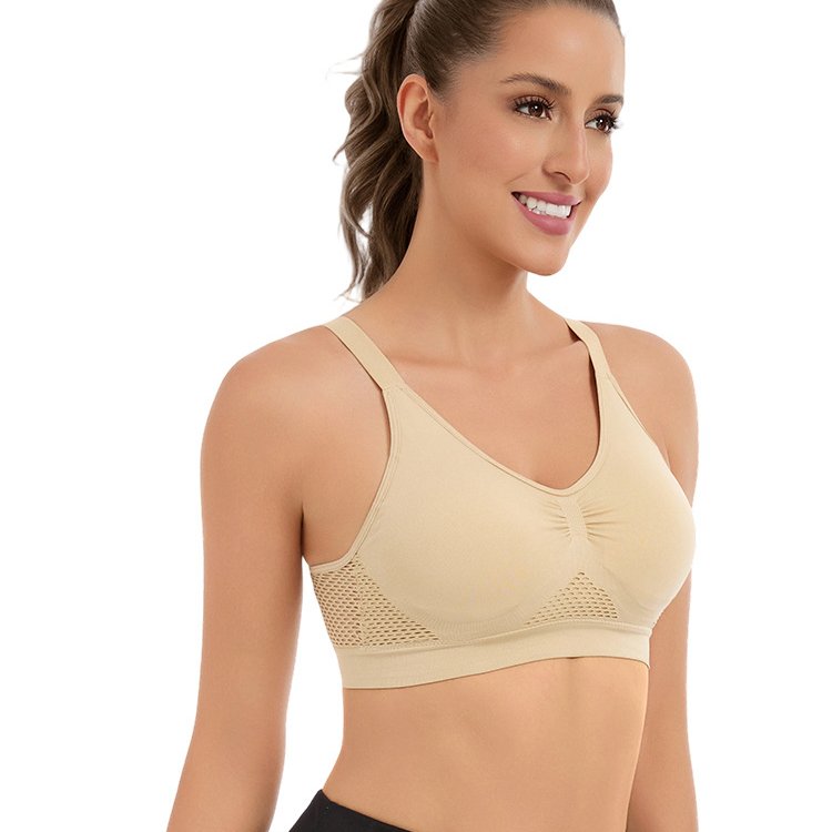 VELA Seamless Hollow Mesh Adjustable Breathable Bra | Plus Size Wireless Thin Vest Bra | Lightweight Comfort | CT261006A408