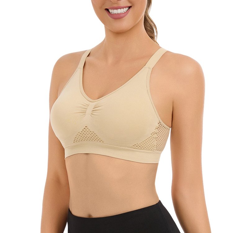VELA Seamless Hollow Mesh Adjustable Breathable Bra | Plus Size Wireless Thin Vest Bra | Lightweight Comfort | CT261006A408