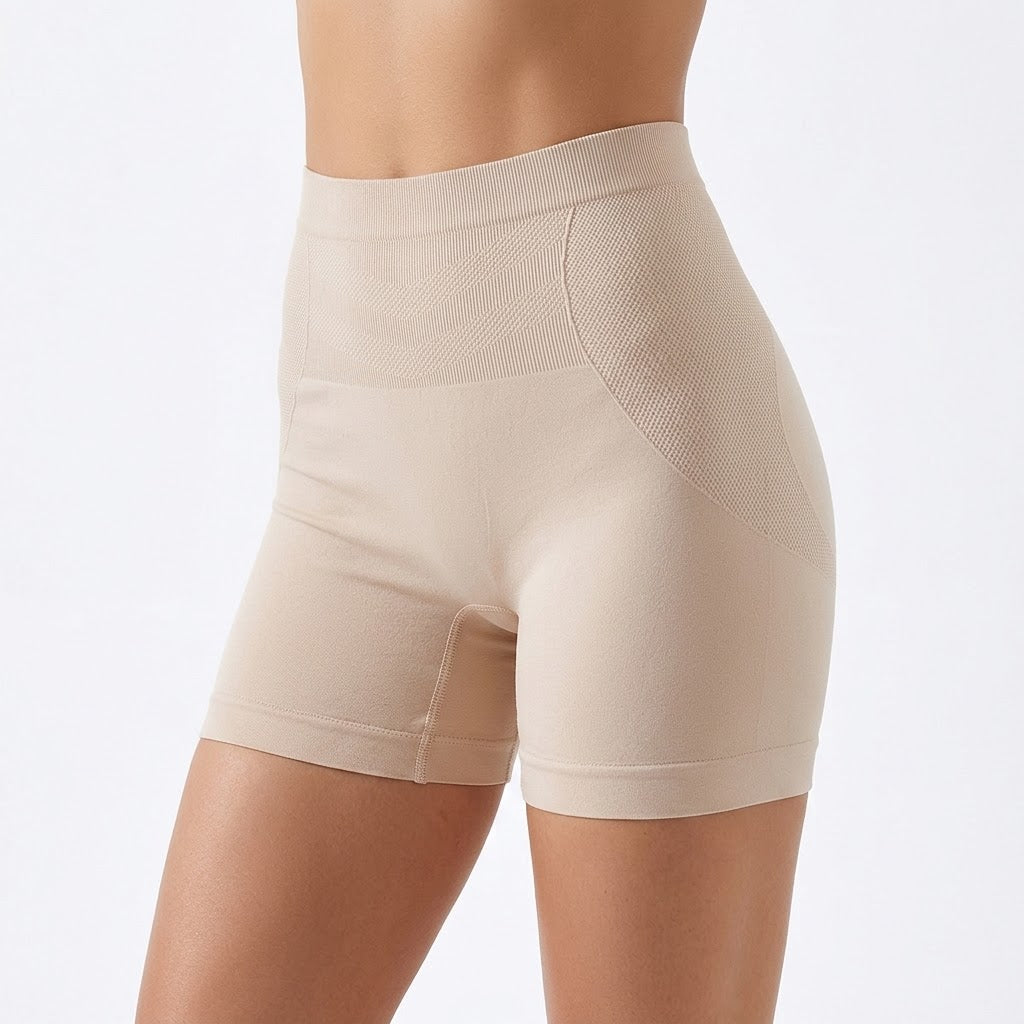 High-Waisted Seamless Safety Boxer Shorts for Women | Anti-Exposure | Non-Curling Edge | Pure Cotton Crotch | Large Size | Tummy Control | Butt-Lifting | ISCP260825A342