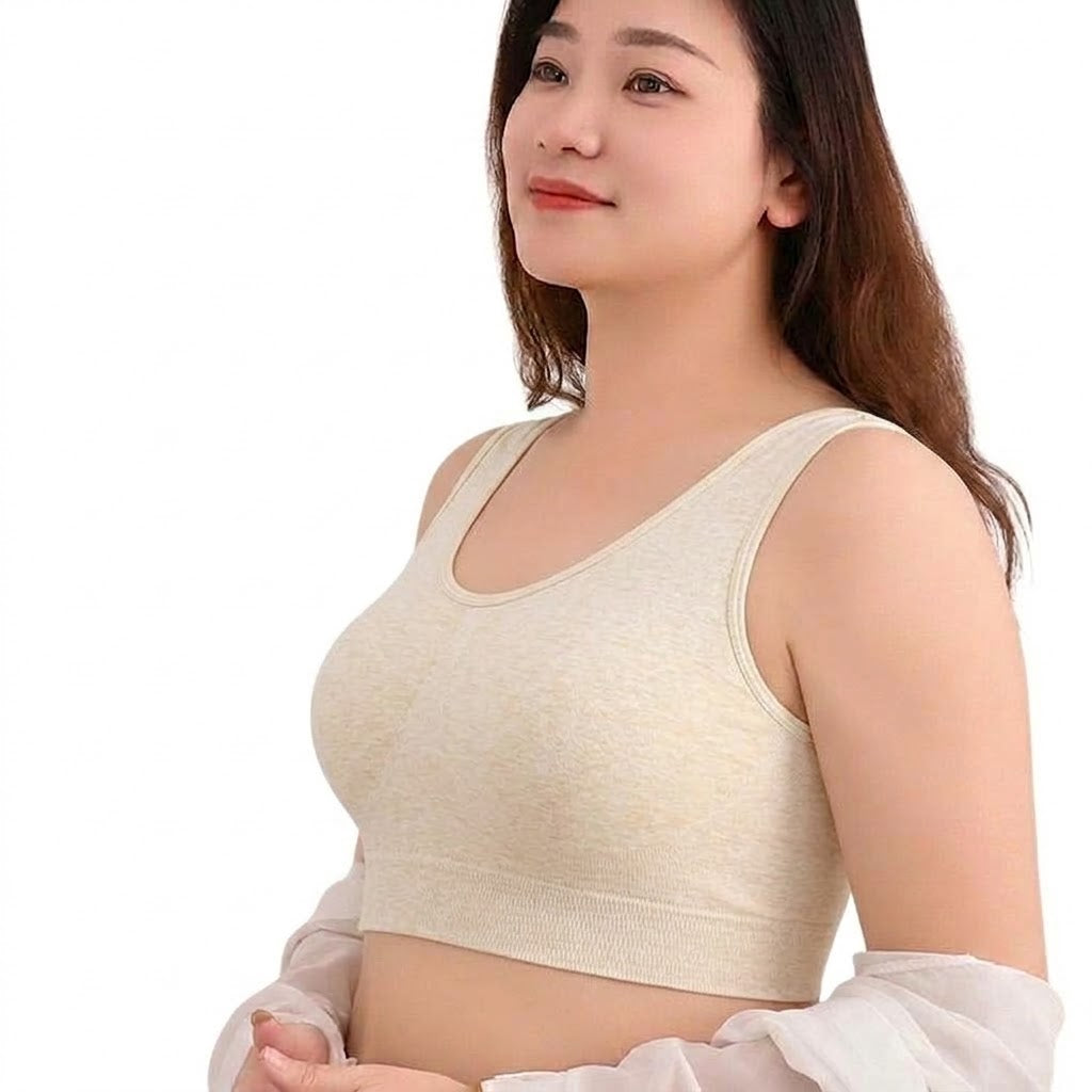 OYLA Seamless Gather-Up Plus Size Beautiful Back Vest | No Steel Ring Bra | Large Chest Support | Breathable Seamless Tank Top Bra | CT260926A390