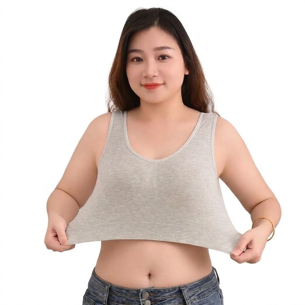 OYLA Seamless Gather-Up Plus Size Beautiful Back Vest | No Steel Ring Bra | Large Chest Support | Breathable Seamless Tank Top Bra | CT260926A390
