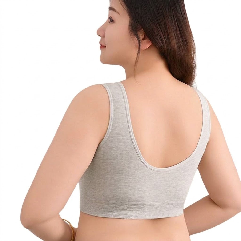 OYLA Seamless Gather-Up Plus Size Beautiful Back Vest | No Steel Ring Bra | Large Chest Support | Breathable Seamless Tank Top Bra | CT260926A390