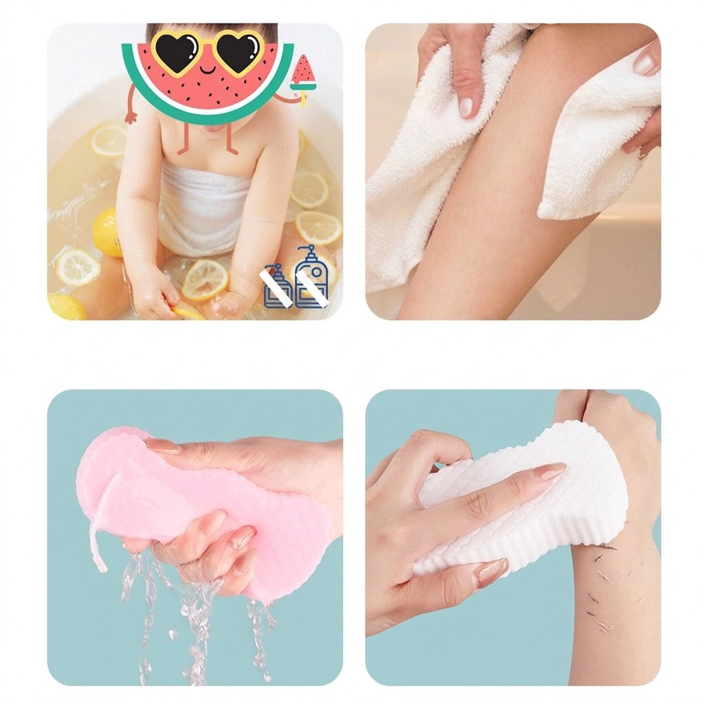 Skin-free Bath Scrubbing Sponge | Exfoliating Body Scrubber | Painless Skin Cleaning | Dead Skin & Mud Removal | Lightweight Bath Wipe | ISMT260819A314