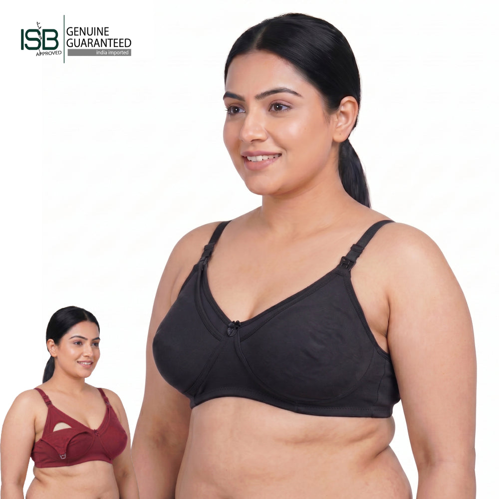 Guddi Mother BRA Premium Knit Cotton Maternity Nursing Bra Feeding Bra | Indian Imported | ISB Approved Genuine Guaranteed | IB250822439