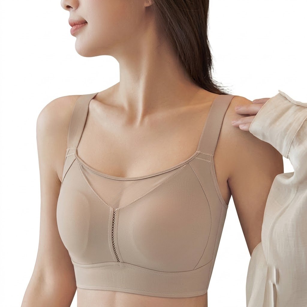 RYKA Adjustable Large Bust Gathering Bra | Cup B/C/D | Ultra-Thin | Wire-Free | Anti-Sagging | Seamless Plus Size Bra | CB260806A272