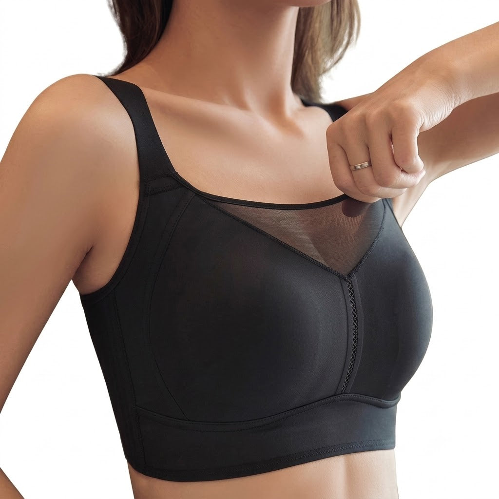 RYKA Adjustable Large Bust Gathering Bra | Cup B/C/D | Ultra-Thin | Wire-Free | Anti-Sagging | Seamless Plus Size Bra | CB260806A272
