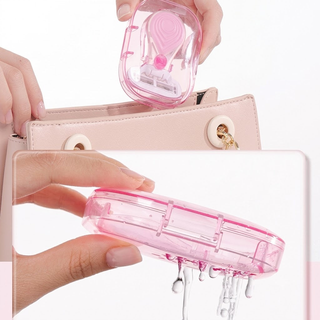 Portable Underarm & Body Hair Removal Razor | Short Handle | Flower Shell Design | Women's Manual Shaver | ISMT260806A273