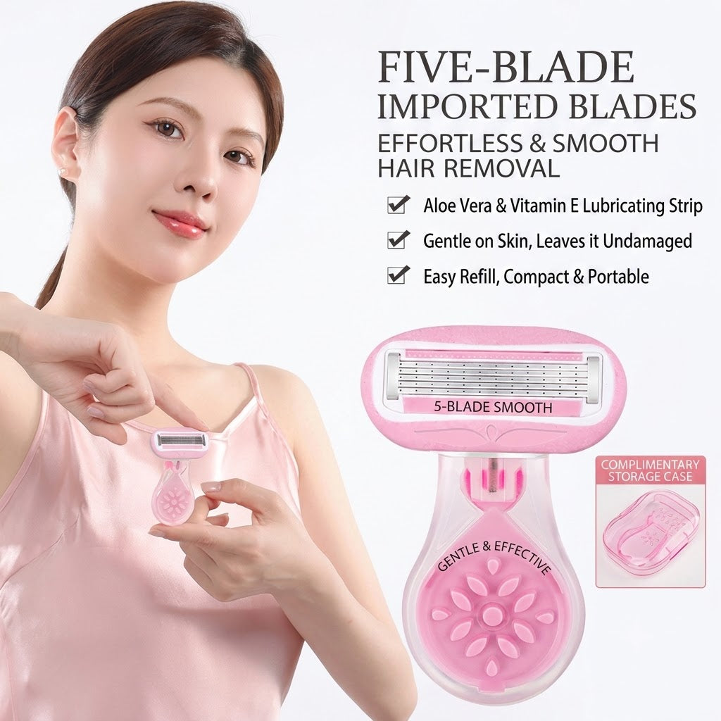 Portable Underarm & Body Hair Removal Razor | Short Handle | Flower Shell Design | Women's Manual Shaver | ISMT260806A273