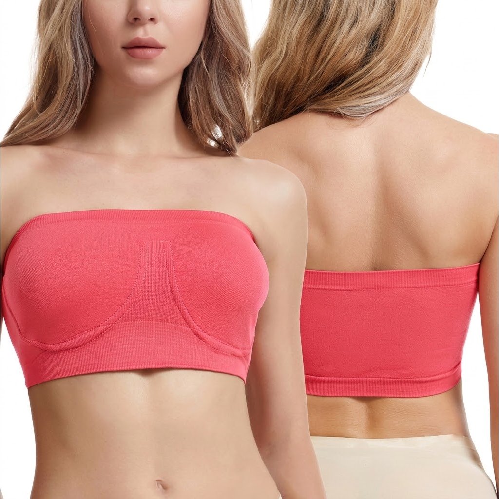 NYLA Plus Size Seamless Strapless Bra | Full Coverage | Steel Ring | No Hook | Everyday Comfort | CB260724A241