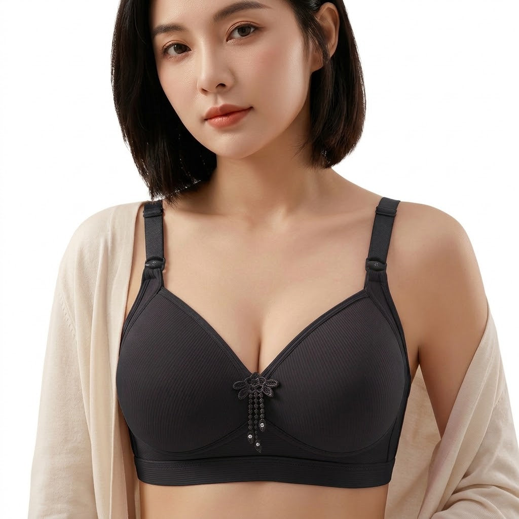OYNI Large Size Wire-Free Adjustable Bra | Comfortable Side Gathering | Beautiful Back | Full Coverage | Everyday Support | CB260817A292