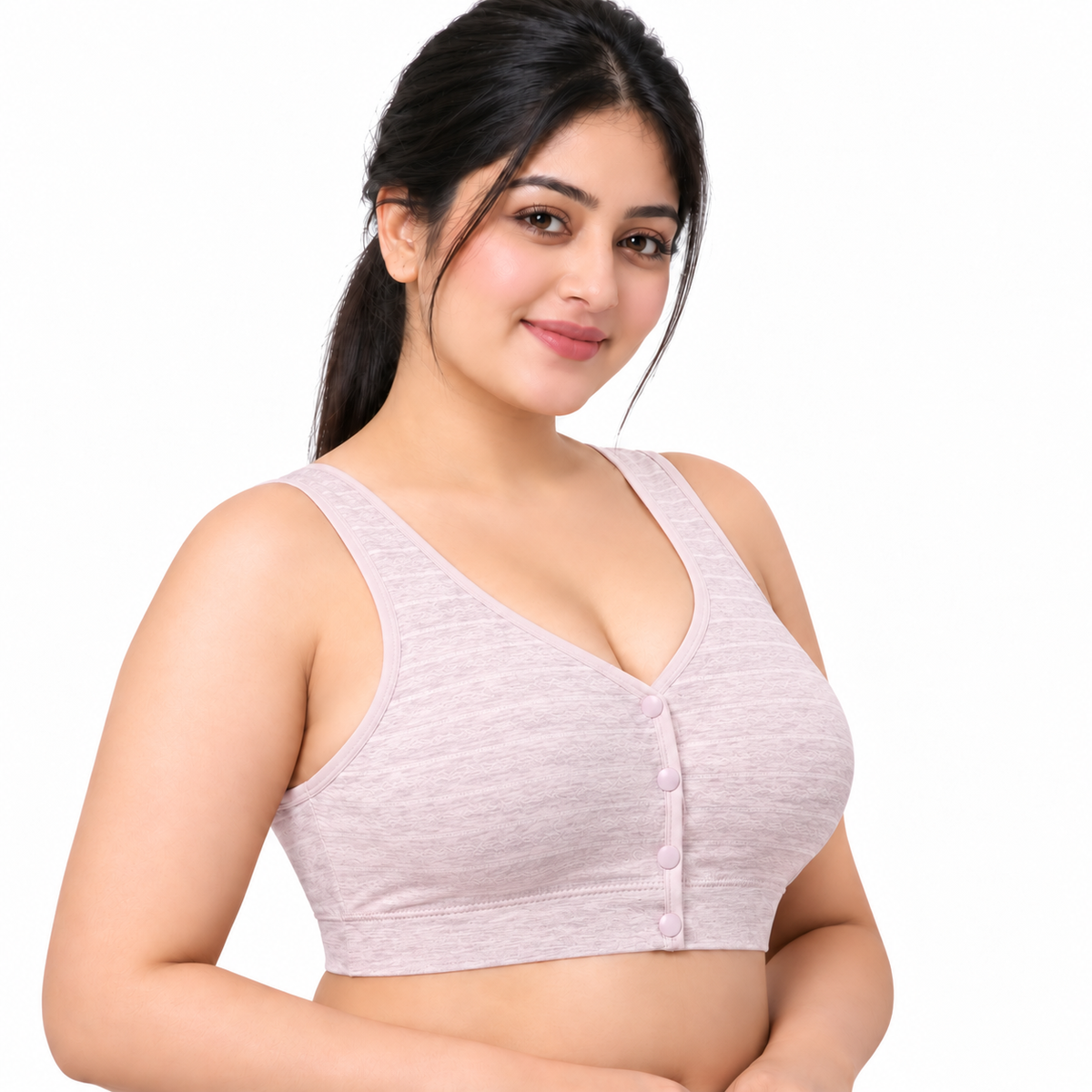 LERA Thin Single-Layer Plus Size Wireless Bra | Front-Clasp Camisole Bra | Beautiful Back Design | Lightweight  Everyday wear | CBT261015A417