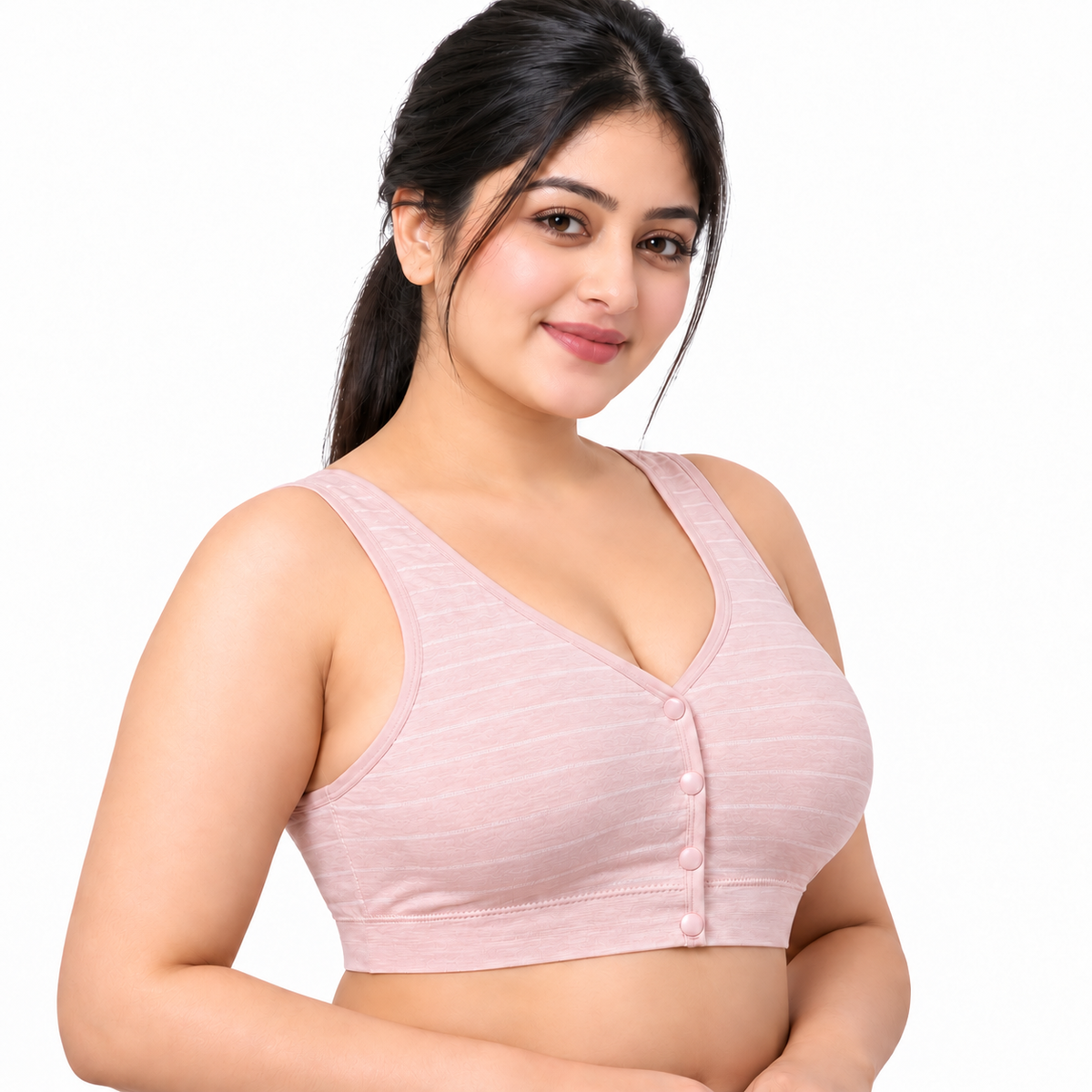 LERA Thin Single-Layer Plus Size Wireless Bra | Front-Clasp Camisole Bra | Beautiful Back Design | Lightweight  Everyday wear | CBT261015A417