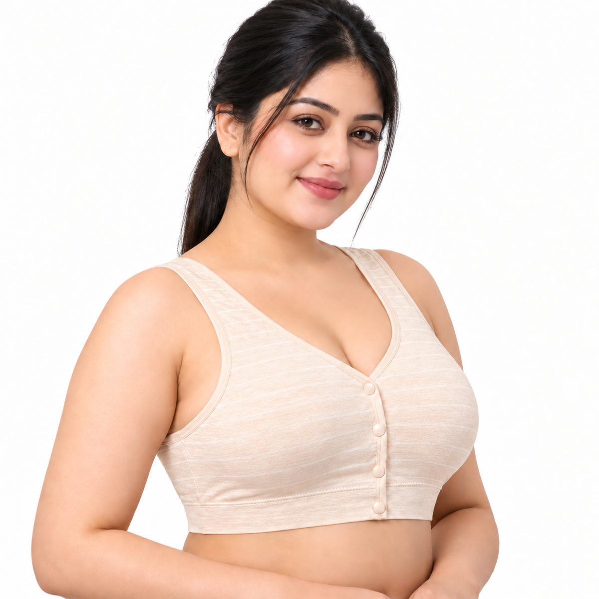 LERA Thin Single-Layer Plus Size Wireless Bra | Front-Clasp Camisole Bra | Beautiful Back Design | Lightweight  Everyday wear | CBT261015A417