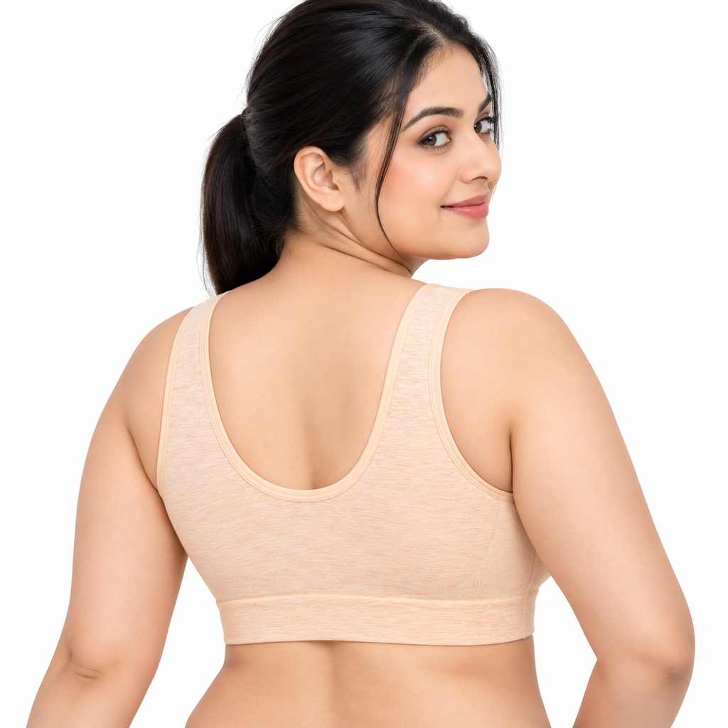 LERA Thin Single-Layer Plus Size Wireless Bra | Front-Clasp Camisole Bra | Beautiful Back Design | Lightweight  Everyday wear | CBT261015A417