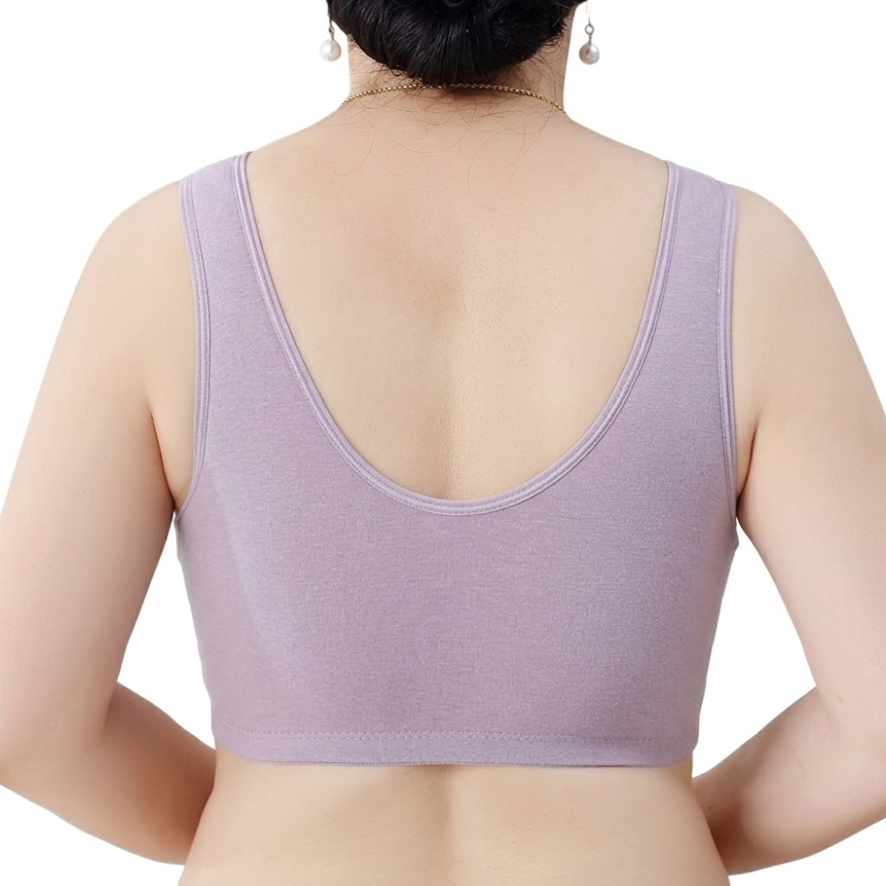 SLVIA Front Button Comfort Bra (Vest Edition) | Pure Cotton Feel | Large Size | Thin Lightweight Support | CB260629A180