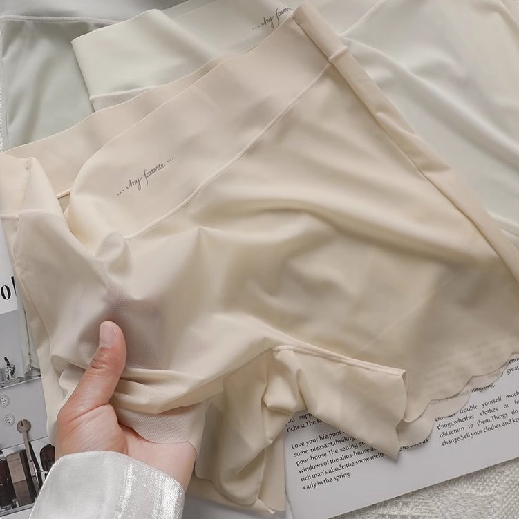 Antibacterial Nude Boxer Briefs for Women | Mulberry Silk & Ice Silk | Seamless Ultra-Thin Safety Shorts | Cool & Breathable | ISCP260820A318