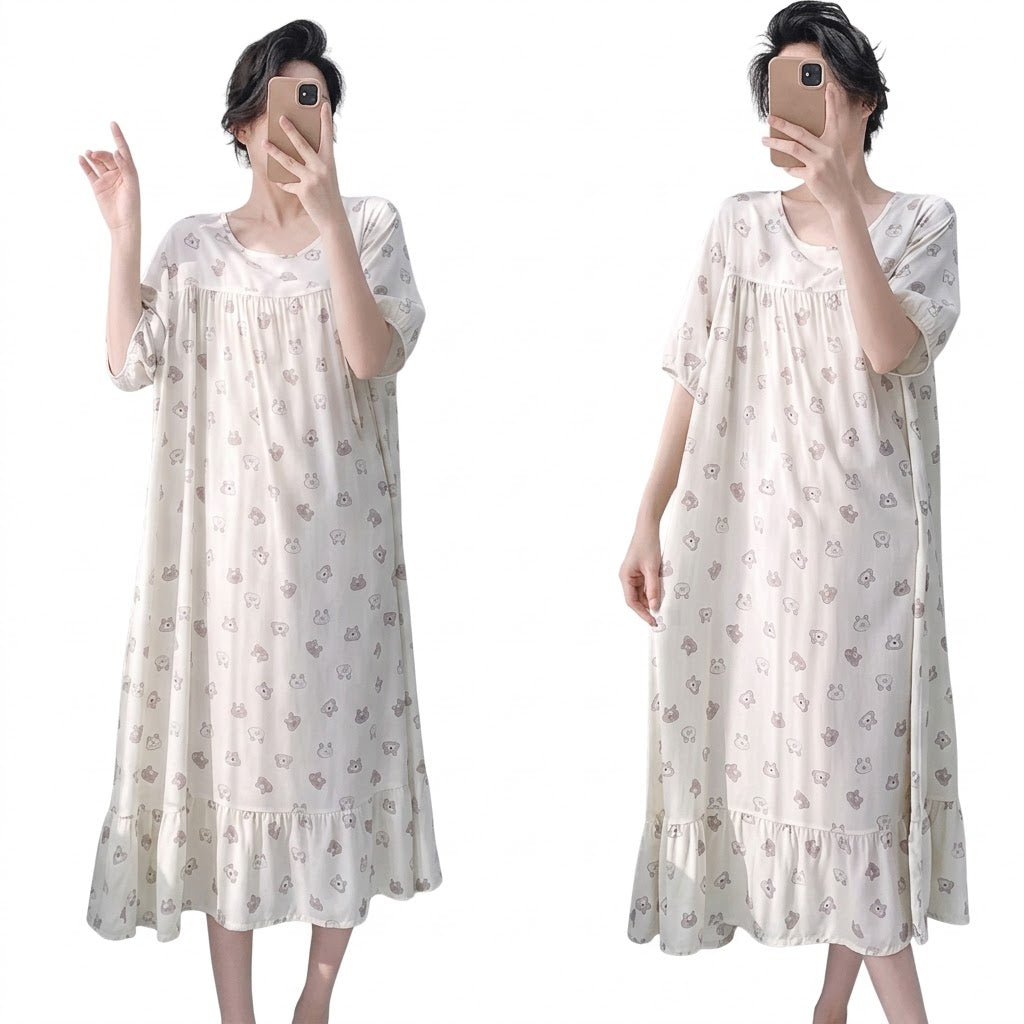 Cotton Silk Spring & Summer Style Loose Dress | Home & Outer Wear | Casual Comfort Dress | CLS260819A311
