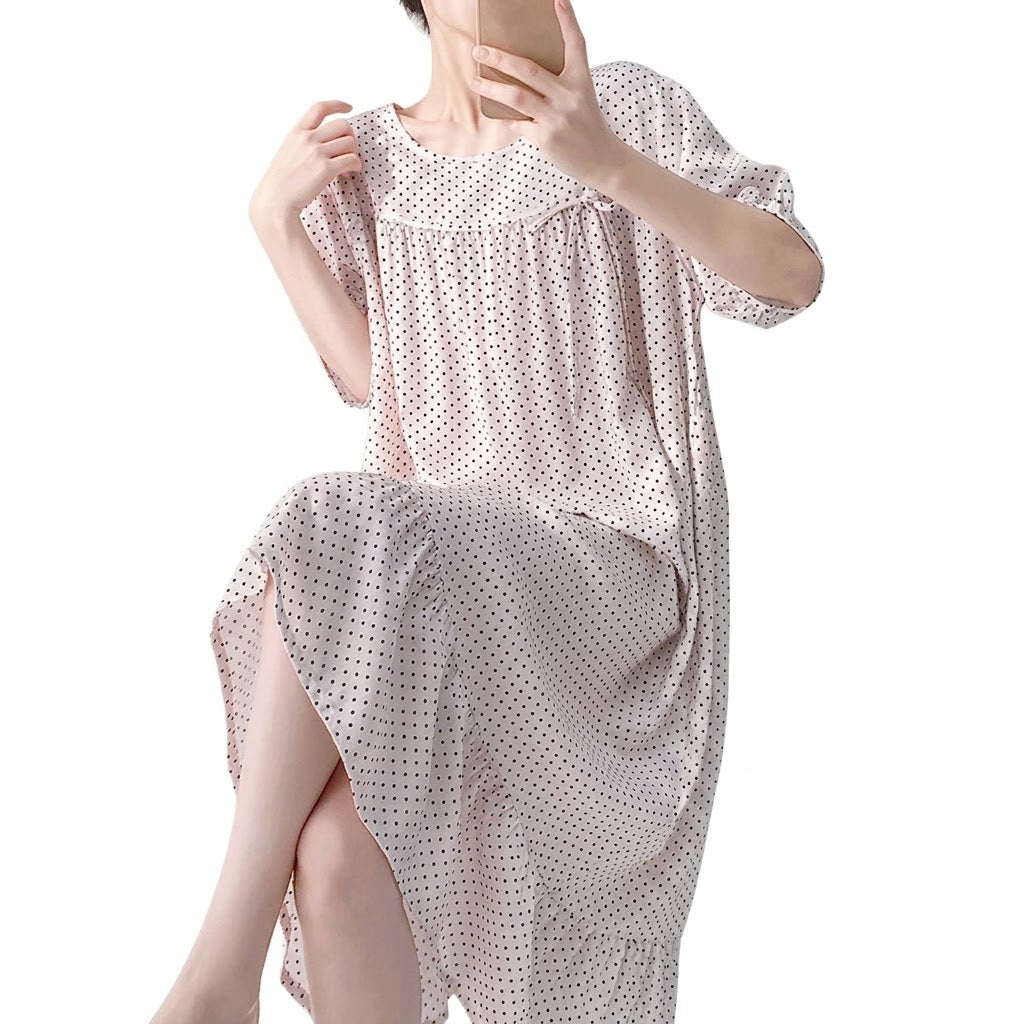Cotton Silk Spring & Summer Style Loose Dress | Home & Outer Wear | Casual Comfort Dress | CLS260819A311