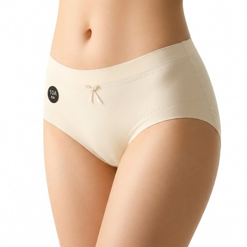 Ice Silk Traceless Cotton Mid-Waist Underwear | High Elastic | Close-Fitting | Daily Comfort | Seamless No-Show Panty | ISCP260819A315