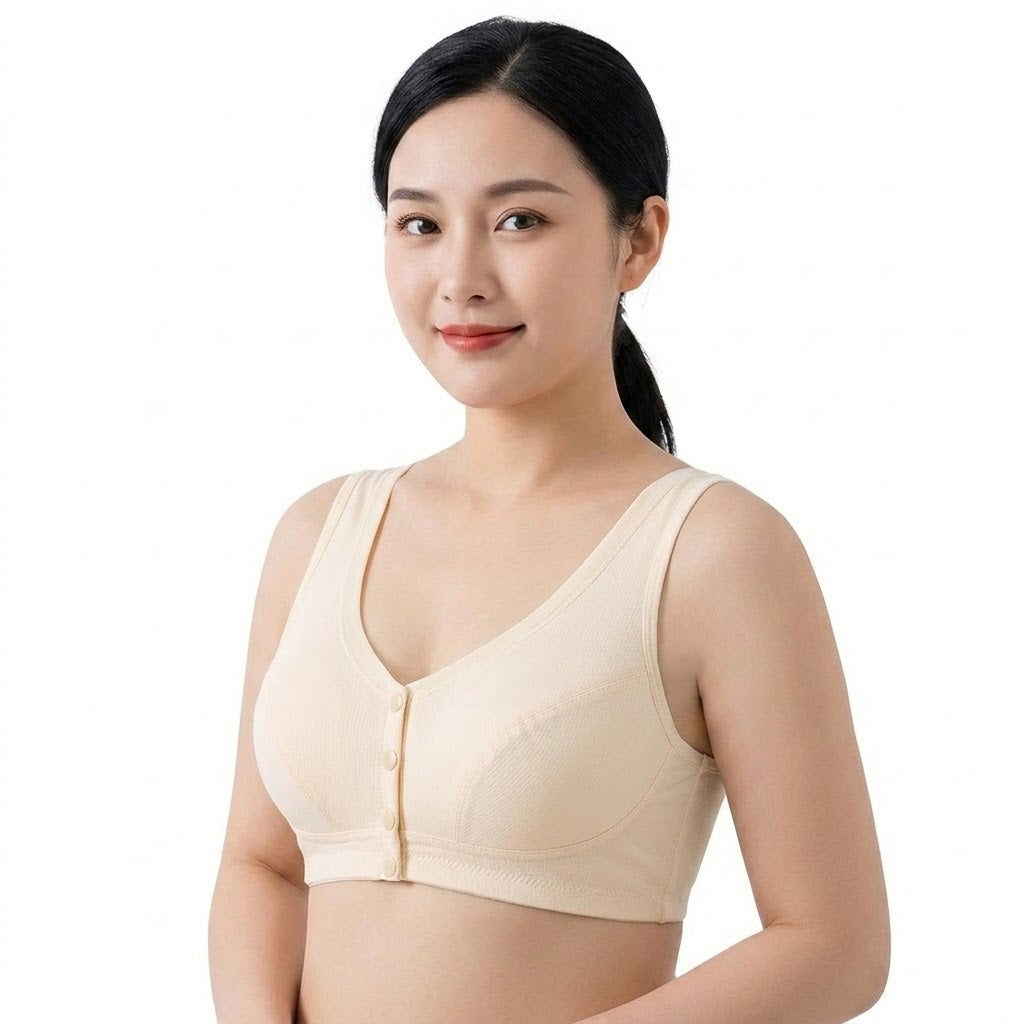 FYLA Plus Size Front-Buckle Vest Bra | Cotton Febric | Thin & Comfortable | Easy-Wear Bra | CB260825A341