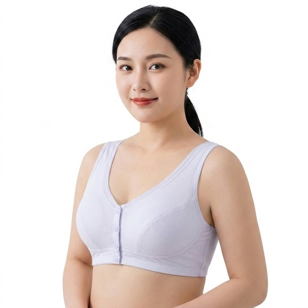 FYLA Plus Size Front-Buckle Vest Bra | Cotton Febric | Thin & Comfortable | Easy-Wear Bra | CB260825A341