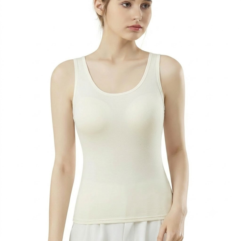 ZEWA Summer Camisole Tank Top (Fixed Cup Edition) | Wide Shoulder | Built-In Bra Pads | Wire-Free | Everyday Comfort | CT260713A201