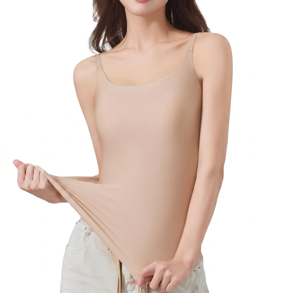ESLA Summer Camisole Bra Tank Top (Built-In Cup Edition) | Fixed Cup Pads | Beautiful Back Design | Thin Seamless Comfort | CT260618A152