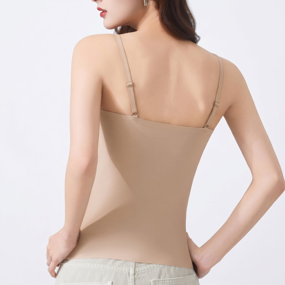 ESLA Summer Camisole Bra Tank Top (Built-In Cup Edition) | Fixed Cup Pads | Beautiful Back Design | Thin Seamless Comfort | CT260618A152