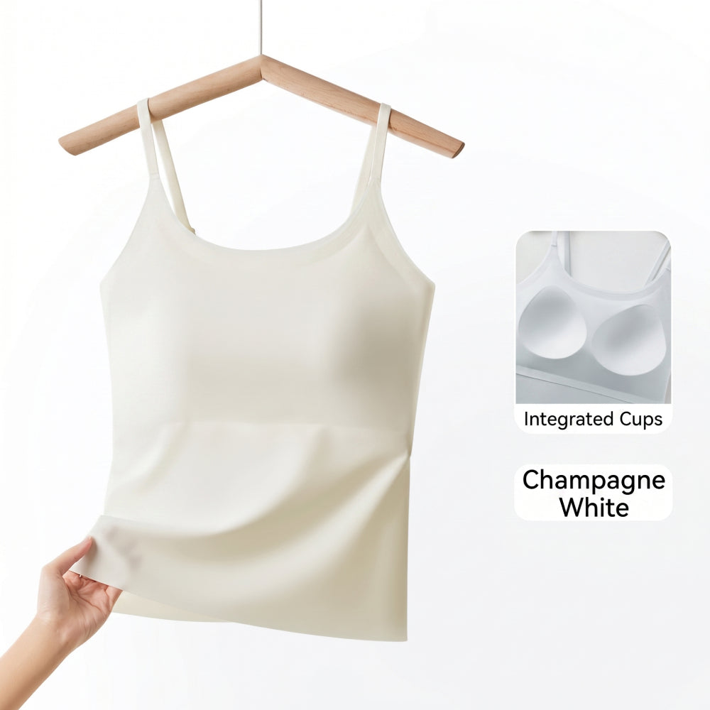 ESLA Summer Camisole Bra Tank Top (Built-In Cup Edition) | Fixed Cup Pads | Beautiful Back Design | Thin Seamless Comfort | CT260618A152