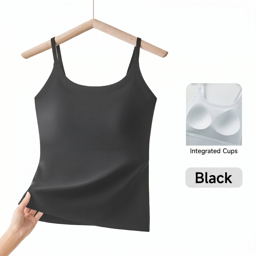ESLA Summer Camisole Bra Tank Top (Built-In Cup Edition) | Fixed Cup Pads | Beautiful Back Design | Thin Seamless Comfort | CT260618A152