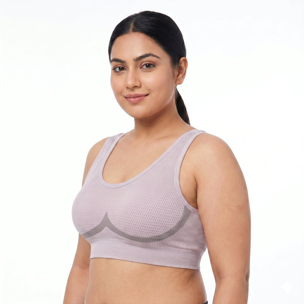 ZYRA Wide-Shoulder Seamless Beautiful Back Bra Fixed Cup with Breast Pads | No Steel Ring | Navel-Exposed Bottoming Style | Bra Size 36 to 40 | Daily Comfort | CT260114920