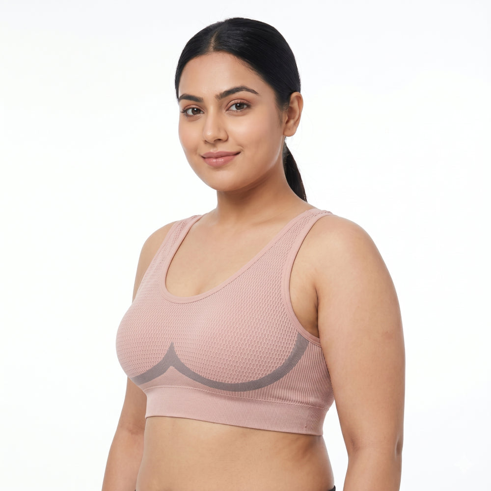 ZYRA Wide-Shoulder Seamless Beautiful Back Bra Fixed Cup with Breast Pads | No Steel Ring | Navel-Exposed Bottoming Style | Bra Size 36 to 40 | Daily Comfort | CT260114920