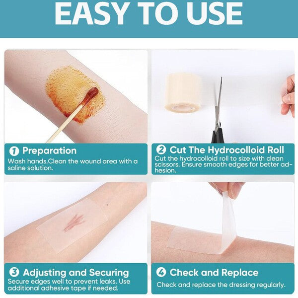 Hydrocolloid Skin Healing Patch Roll | Cuttable Wound Care & Protective Dressing | For Acne, Minor Cuts & Skin Irritation | ISMT260818A308