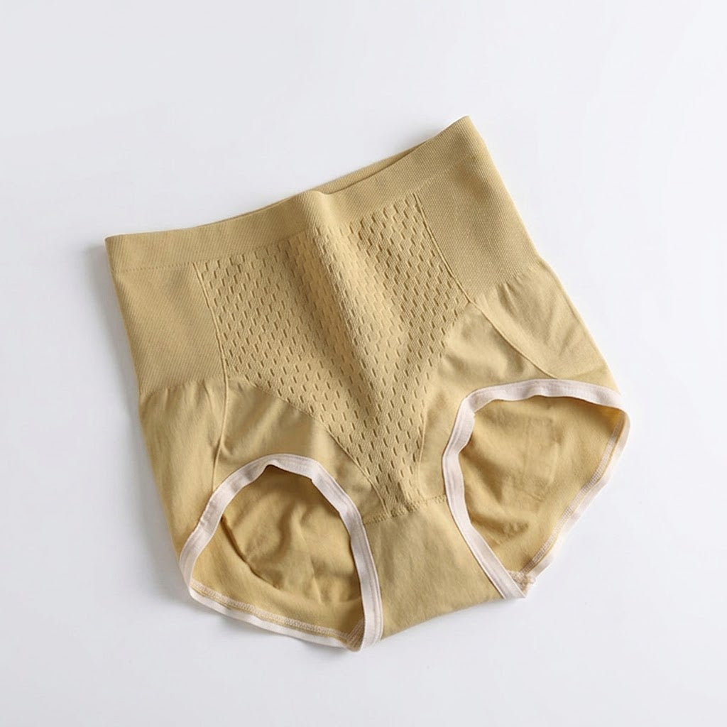 High-Waist Antibacterial Seamless Panty | Honeycomb Cotton Silk | Seamless | Plus Size Briefs | ISCP260826A349