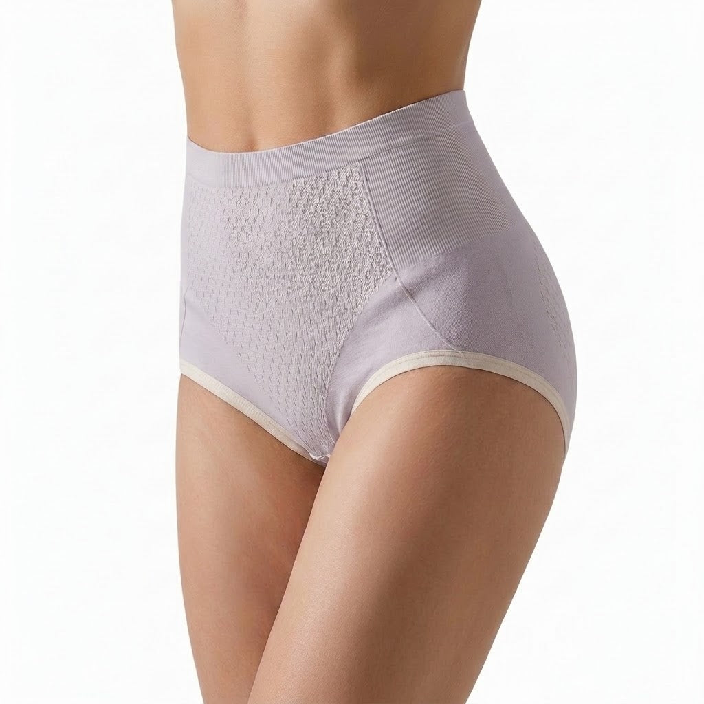 High-Waist Antibacterial Seamless Panty | Honeycomb Cotton Silk | Seamless | Plus Size Briefs | ISCP260826A349