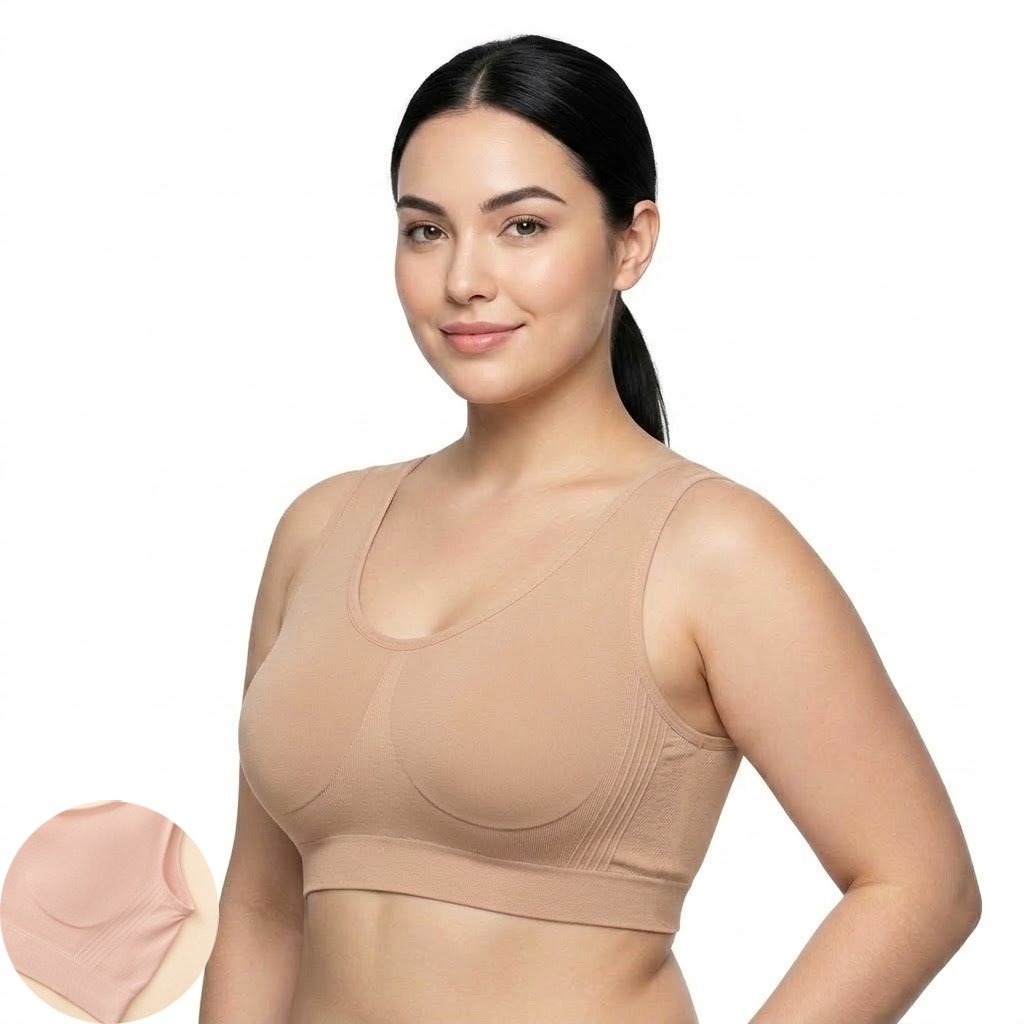 MUNA Plus-Size Ultra-Thin Bra | Large Bust Minimizing | Tank Top Style | ONE SIZE 40 IN 64 | Side Breast Gathering | Seamless Comfort | CT260818A307