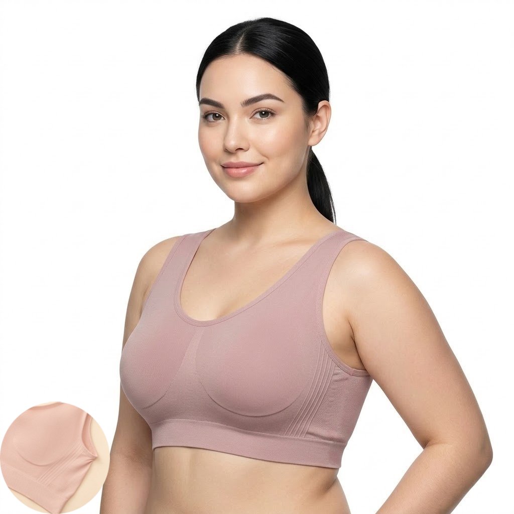 MUNA Plus-Size Ultra-Thin Bra | Large Bust Minimizing | Tank Top Style | ONE SIZE 40 IN 64 | Side Breast Gathering | Seamless Comfort | CT260818A307