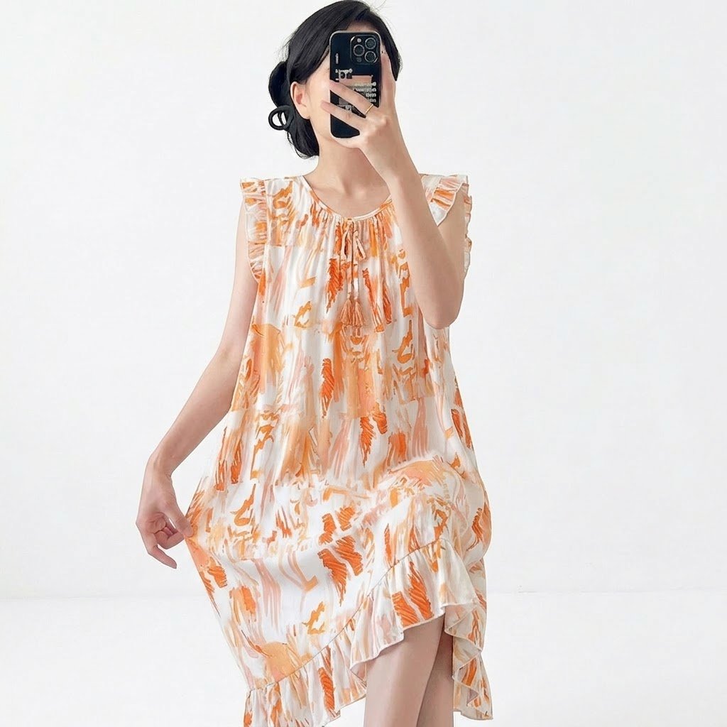 Summer Comfort Everyday Wear Vest Dress | Lightweight Home & Outer Wear | Sleeveless Casual Dress | CLS260813A286
