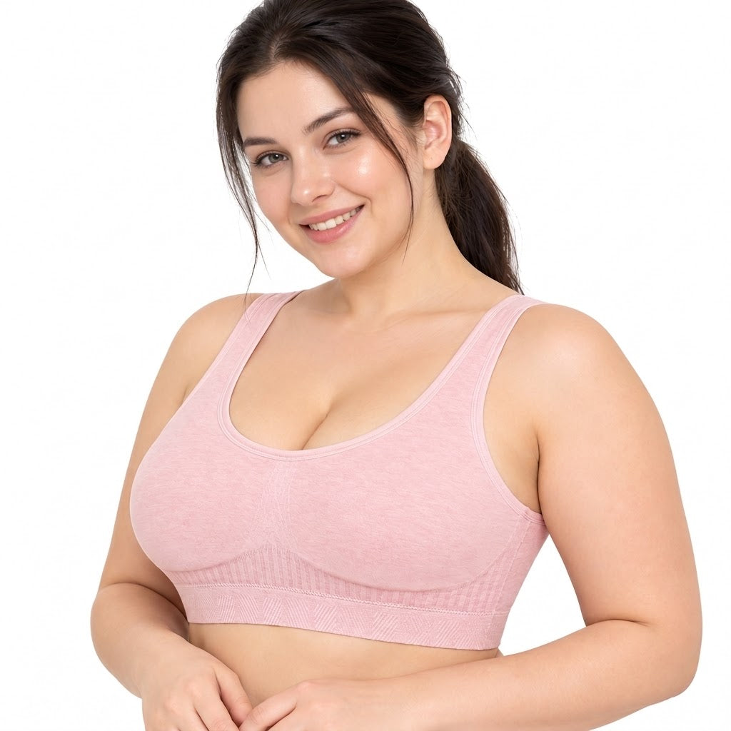 ERMA Double-Layer Plus Size Viscose Tank-Style Wireless Bra | Wide-Strap Comfortable Vest Bra | Soft Everyday wear | CT261017A419