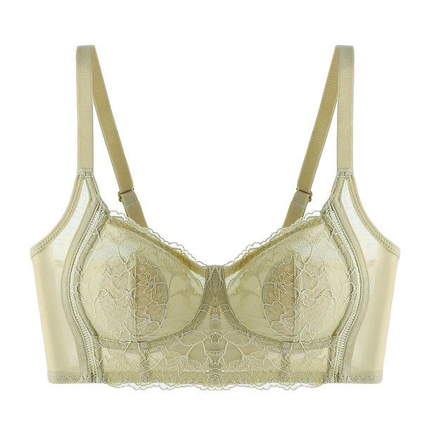 LOMI Ultra-Thin Anti-Sagging Gathering Bra | Plus Size Adjustable Bra | D/E Cup | 4-Hook | Large &amp; Small Bust Support | CB261018A420